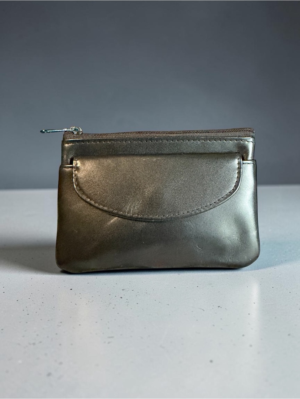 Black Leather Card Holder & Key Ring Coin Pouch EUC